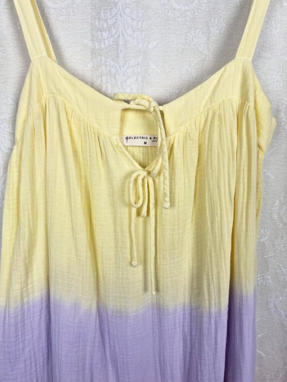Electric & Rose Addison Sleeveless Tiered Midi Dress colorful ombre sundress M - Picture 3 of 9